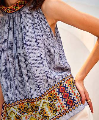 Linne celeste blue halter blouse 4