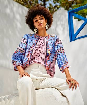 Emilia pacific blue beaded peasant blouse 3