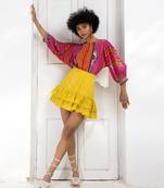 Emilia hot pink beaded peasant blouse