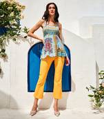 Tile-print arctic blue vest top