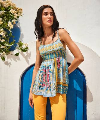 Tile-print arctic blue vest top 4