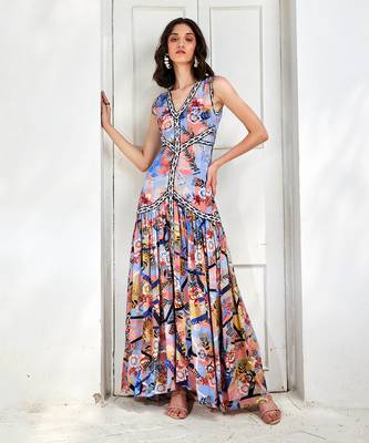 Cornflower blue taylor cut-out maxi dress 1