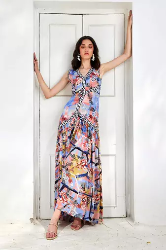Cornflower blue taylor cut-out maxi dress