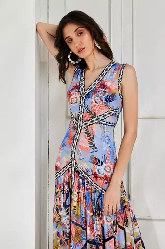 Cornflower blue taylor cut-out maxi dress