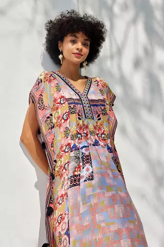 Amara powder blue & apricot orange kaftan