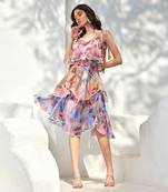 Zoella salmon pink & cornflower blue midi dress