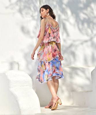 Zoella salmon pink & cornflower blue midi dress 3