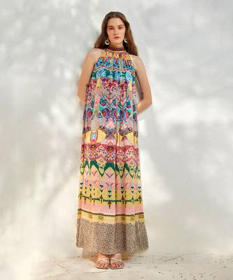 Multicolour halter neck maxi dress 1