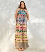 Multicolour halter neck maxi dress
