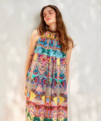 Multicolour halter neck maxi dress 3