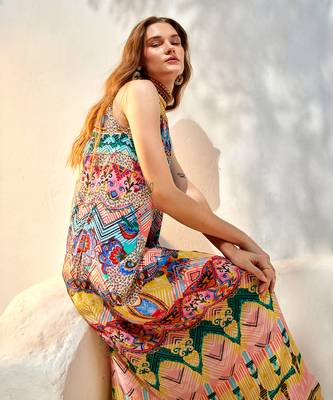 Multicolour halter neck maxi dress 4