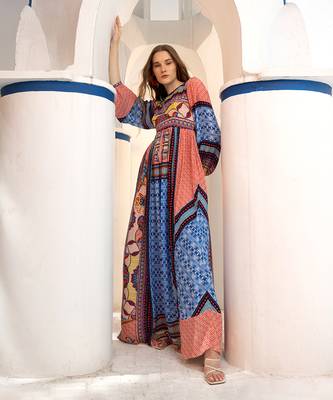 Marcelina sapphire blue maxi dress 4