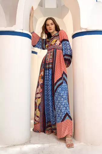 Marcelina sapphire blue maxi dress