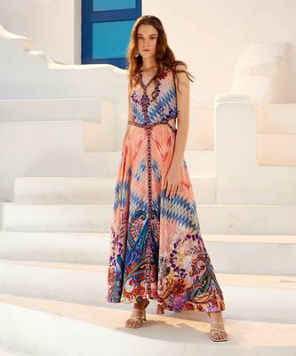 Flamingo primavera ruby pink maxi dress 1