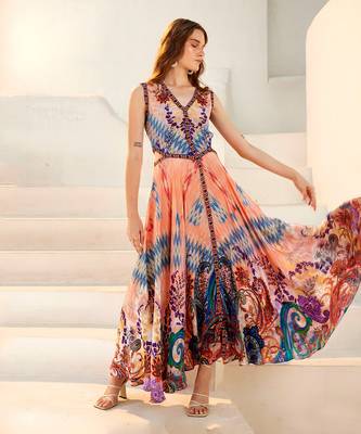 Flamingo primavera ruby pink maxi dress 4