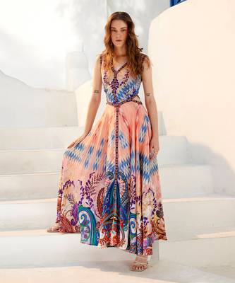 Flamingo primavera ruby pink maxi dress 5