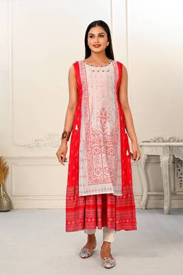 Premium 2 layered inner cotton and outward jacket rayon kurti 1