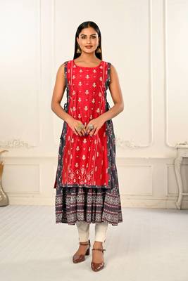 Premium 2 layered inner cotton and outward jacket rayon kurti 1
