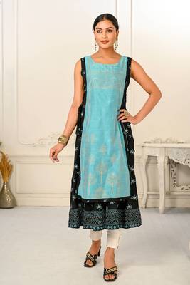 Premium 2 layered inner cotton and outward jacket rayon kurti 1