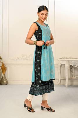 Premium 2 layered inner cotton and outward jacket rayon kurti 3