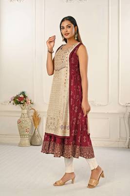 Premium 2 layered inner cotton and outward jacket rayon kurti 2