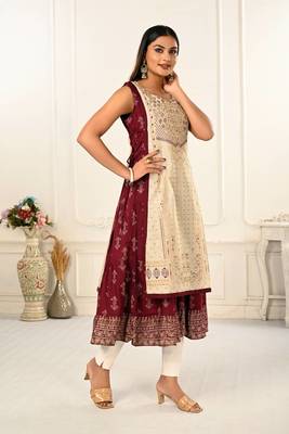 Premium 2 layered inner cotton and outward jacket rayon kurti 3