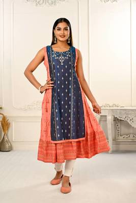 Premium 2 layered inner cotton and outward jacket rayon kurti 1
