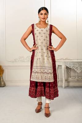 Premium 2 layered inner cotton and outward jacket rayon kurti 1