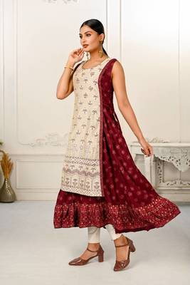 Premium 2 layered inner cotton and outward jacket rayon kurti 2