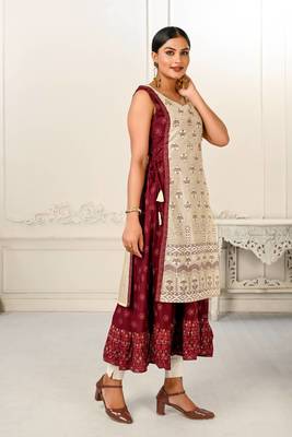 Premium 2 layered inner cotton and outward jacket rayon kurti 3