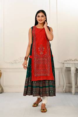 Premium 2 layered inner cotton and outward jacket rayon kurti 2