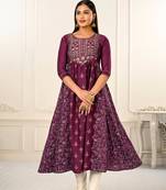 Premium cotton hand print light embroidery work kurtis