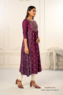 Premium cotton hand print light embroidery work kurtis 3