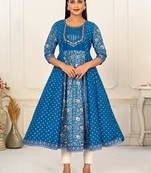 Premium cotton hand print light embroidery work kurtis