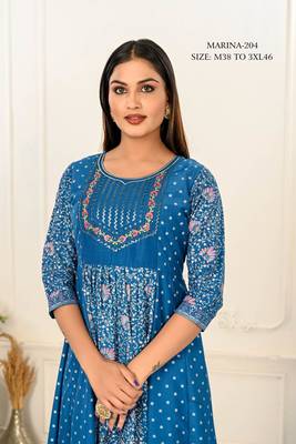 Premium cotton hand print light embroidery work kurtis 4