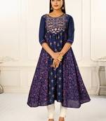 Premium cotton hand print light embroidery work kurtis