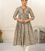 Premium cotton hand print light embroidery work kurtis