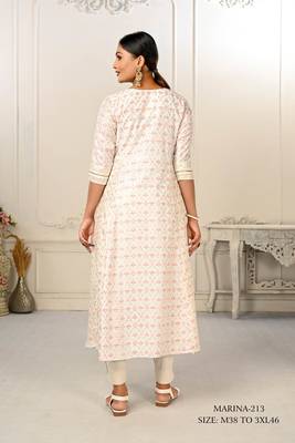 Premium cotton hand print light embroidery work kurtis 2