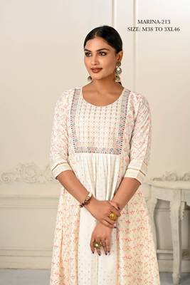Premium cotton hand print light embroidery work kurtis 3