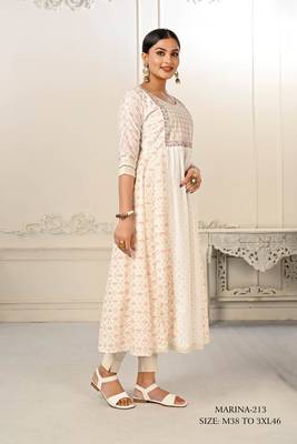 Premium cotton hand print light embroidery work kurtis 4