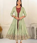 Premium cotton hand print light embroidery work kurtis