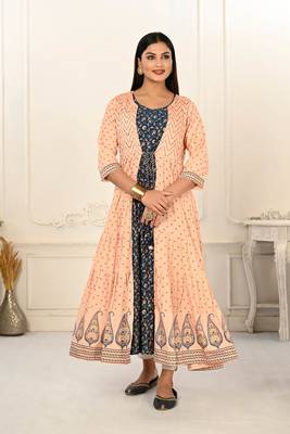 Premium cotton hand print light embaroidery work kurtis 1