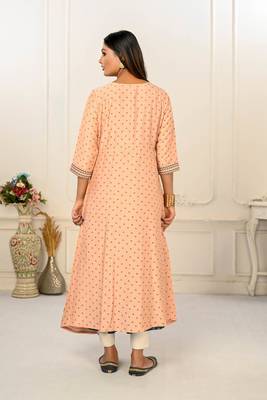 Premium cotton hand print light embaroidery work kurtis 4