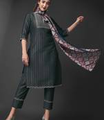 Black Colour Chinnon Silk Kurti