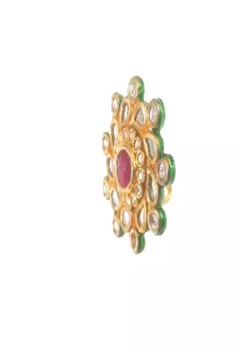 Runjhun multicolor stones & beads ethnic kundan adjustable finger rings for women