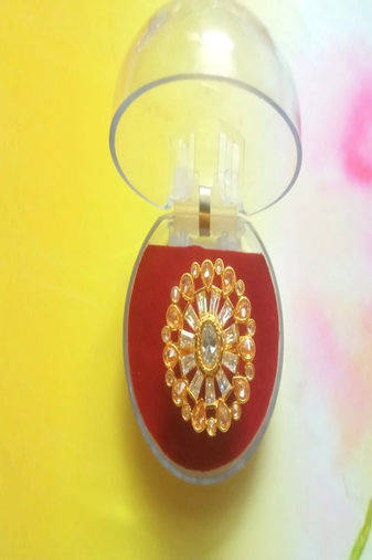 Runjhun gold plated kundan adjustable cocktail finger ring