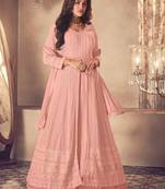 Pink Georgette Sequins Embroidered Wedding Wear Skirt Kameez