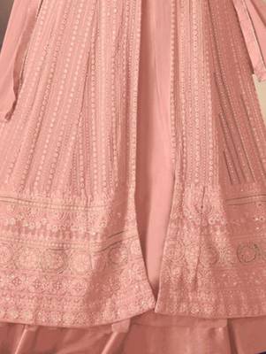 Pink Georgette Sequins Embroidered Wedding Wear Skirt Kameez 3