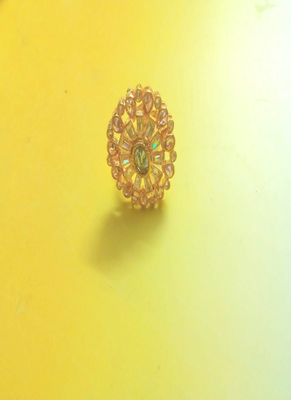 Runjhun gold plated kundan adjustable cocktail finger ring 2