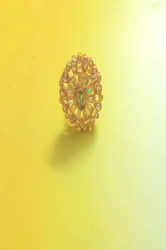 Runjhun gold plated kundan adjustable cocktail finger ring